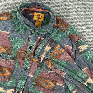 Stapleford Mens Medium Flannel Aztec Tribal Button Down Shirt Cotton Pockets